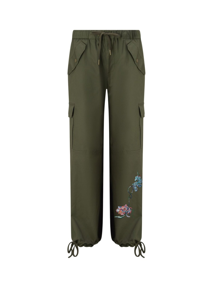 Women Ed Hardy Trousers & Shorts | Mystic Panther Cargo Pant Dusty Olive