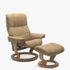 Furniture & Outdoor Stressless Armchairs | Stressless Mayfair Medium Classic Chair And Stool Paloma Sand And Oak