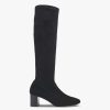 Women LK Bennett Boots | Davina Stretch Suede Knee-High Boots Black