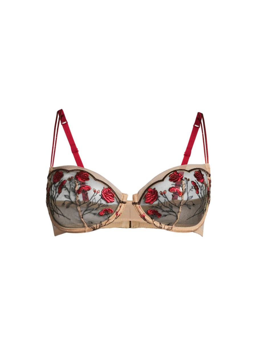 Women Skarlett Blue Lingerie | Enamoured Balconette Bra Lipstick Red Combo