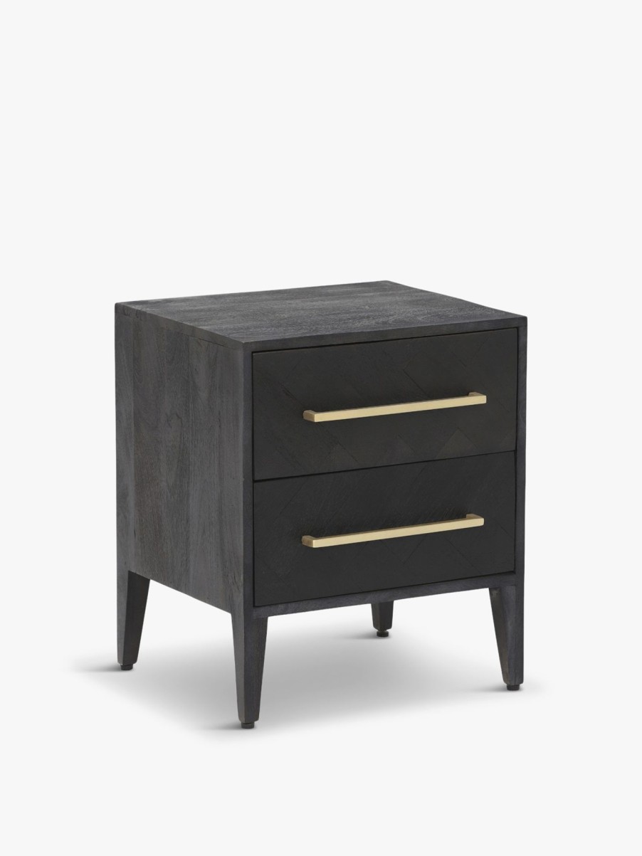 Furniture & Outdoor Barker and Stonehouse Bedside Tables | Onyx 2 Drawer Bedside Black Wood