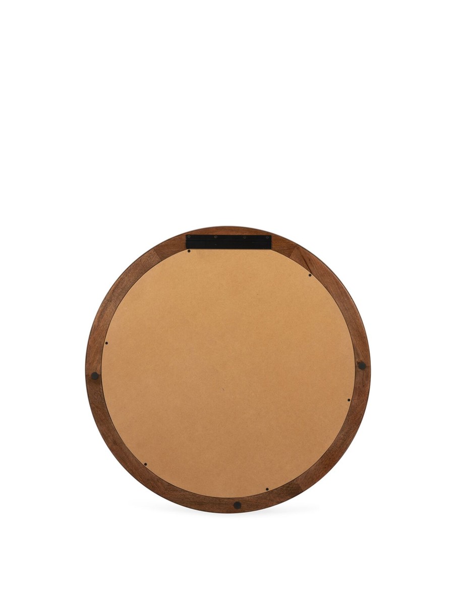 Home & Tech Heal's Mirrors | Genoa Round Wooden Wall Mirror 80Cm Walnut Finish Dark Wood