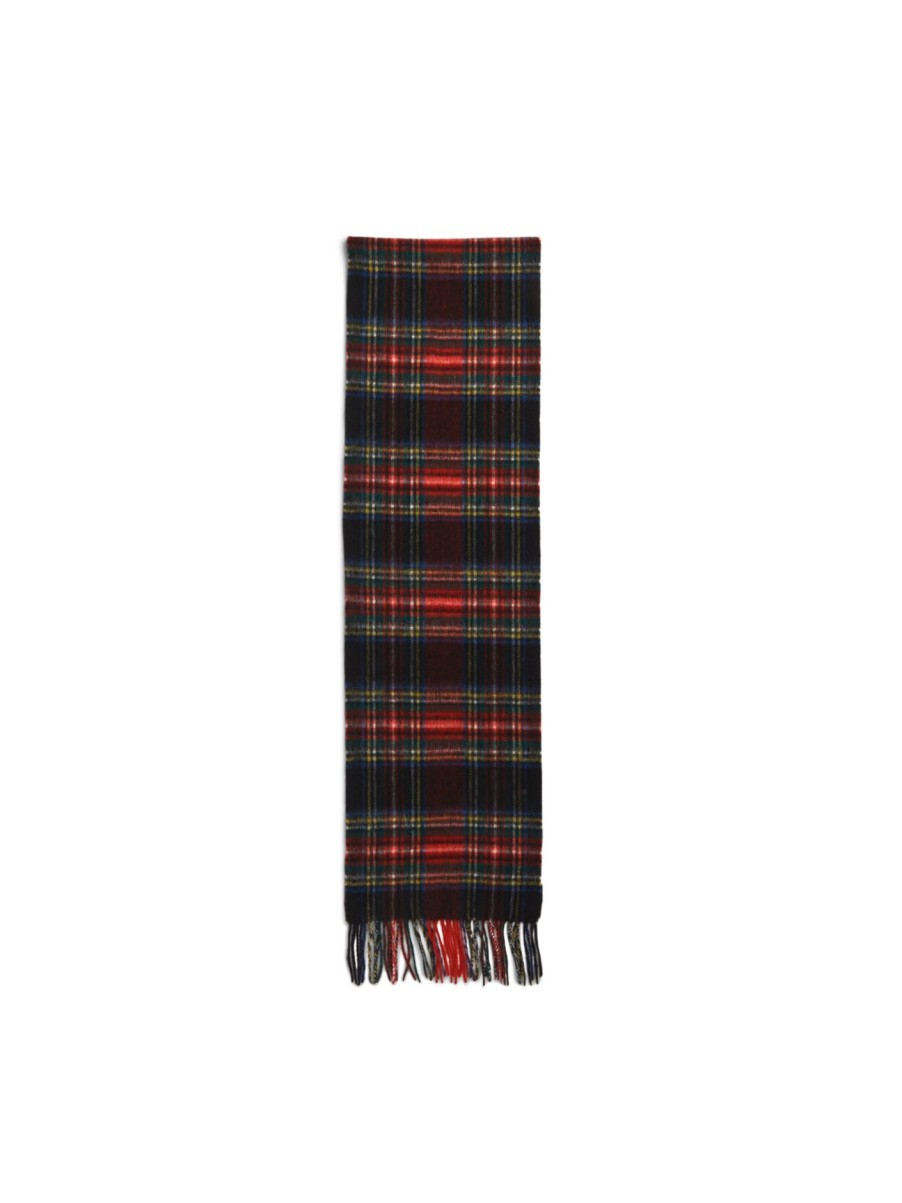 Men Barbour Scarves | New Check Tartan Scarf Black Stewart