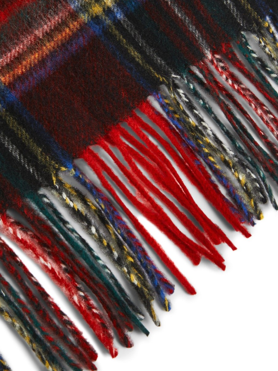 Men Barbour Scarves | New Check Tartan Scarf Black Stewart