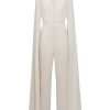 Women REISS Jumpsuits & Playsuits | Olivia Cape Sleeve Plunge Neck Jumpsuit Off White