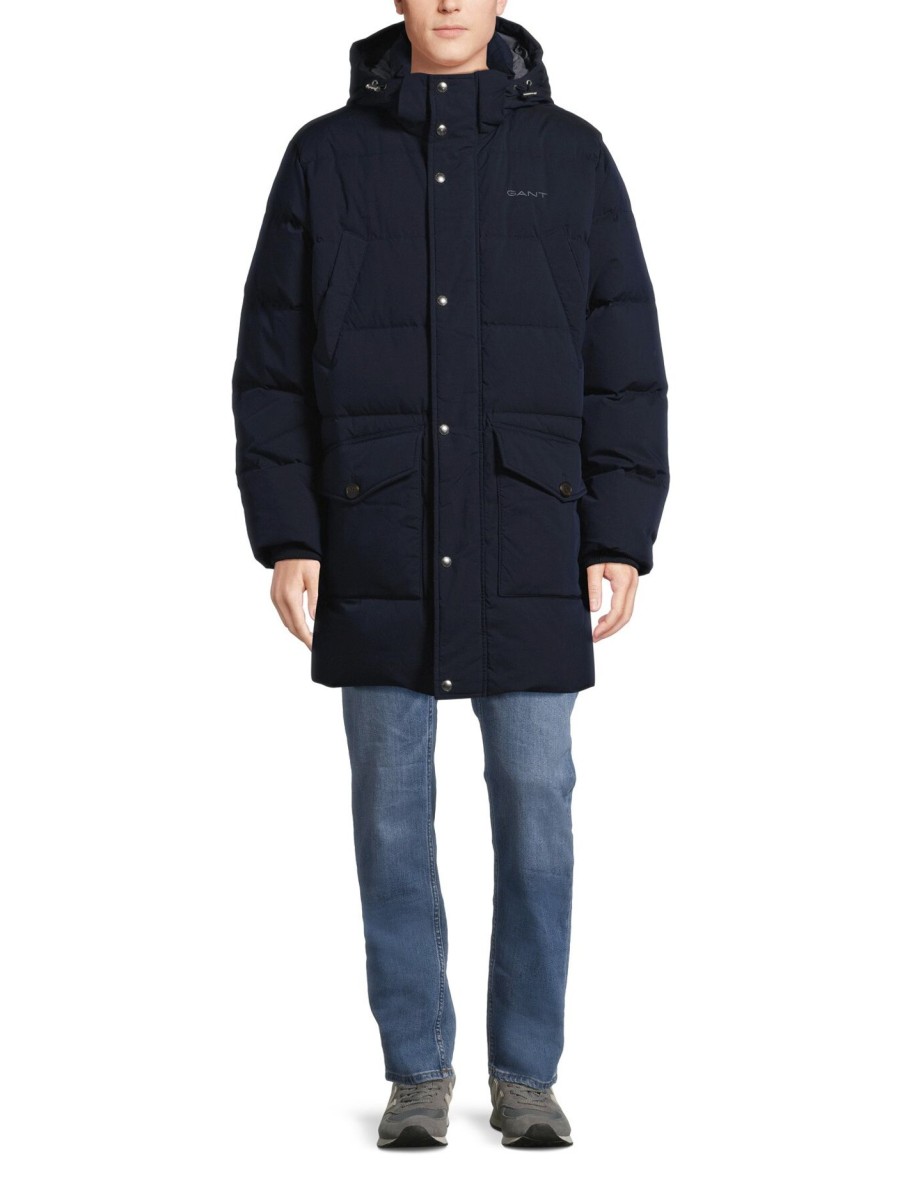 Men GANT Coats & Jackets | Long Alta Down Jacket Evening Blue