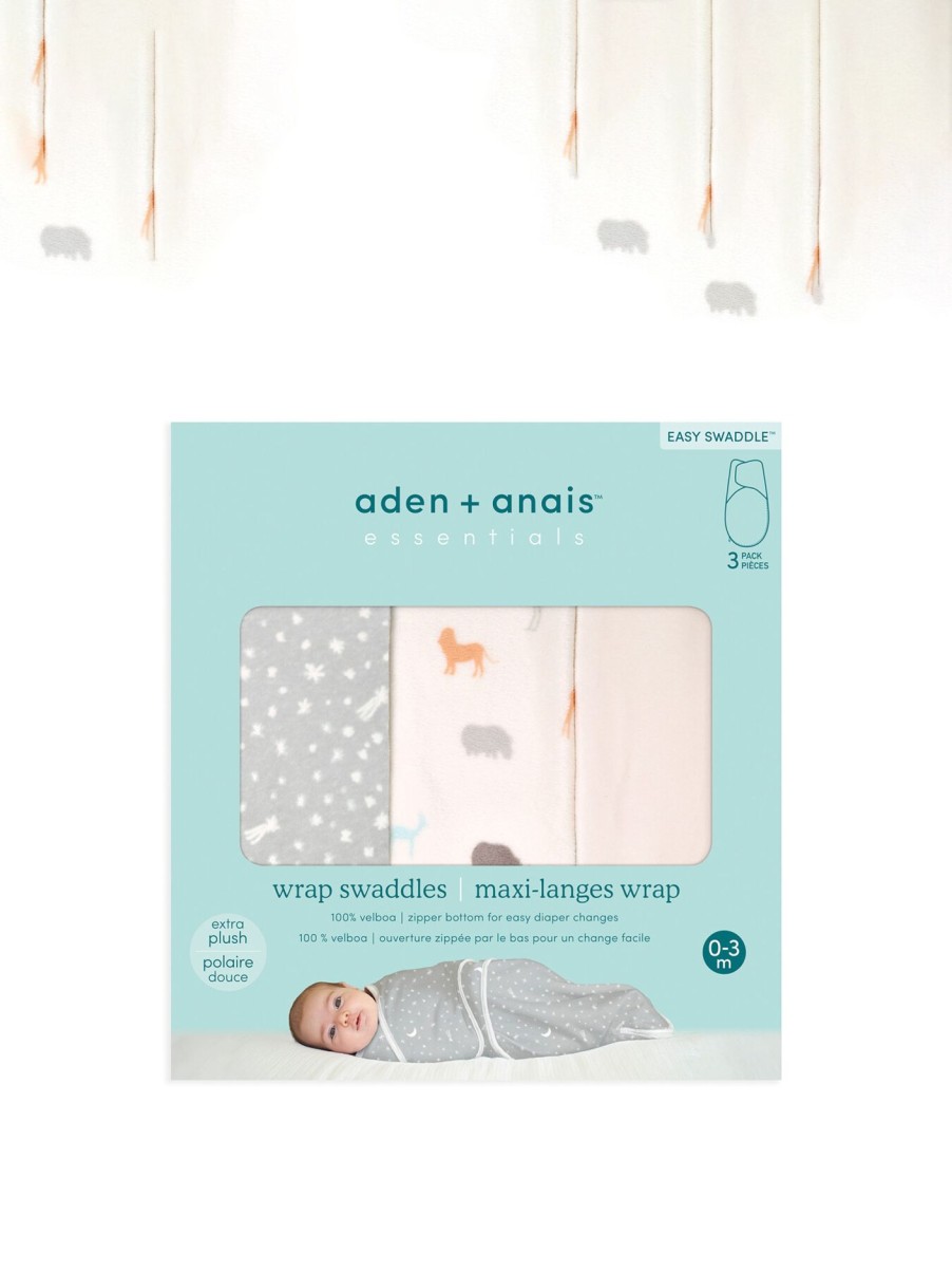 Kids aden + anais Feeding & Healthcare | Easy Swaddle Wrap 1.5 Tog 3 Pack Velboa (0-3 Months) Wild Prairie