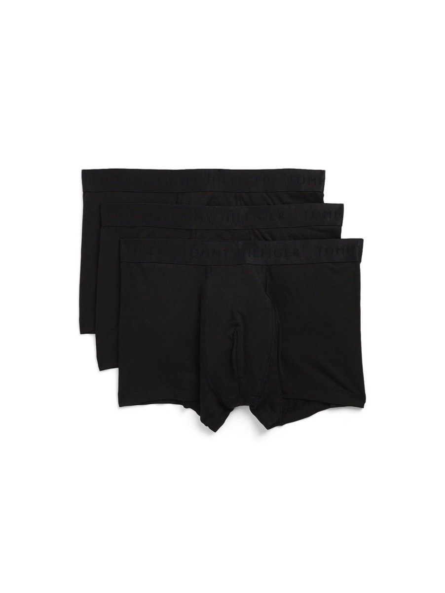 Men Tommy Hilfiger Underwear & Socks | 3 Pack Tonal Logo Waistband Trunks Black