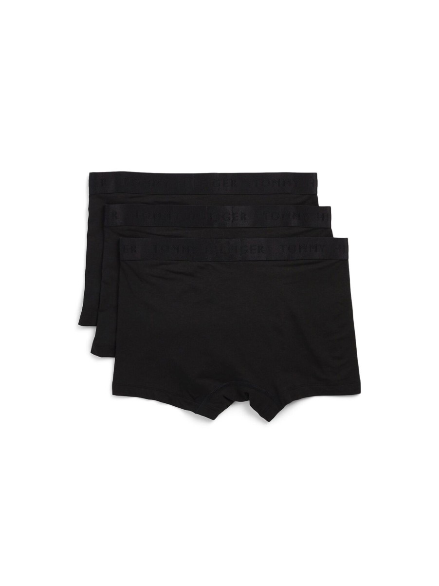 Men Tommy Hilfiger Underwear & Socks | 3 Pack Tonal Logo Waistband Trunks Black