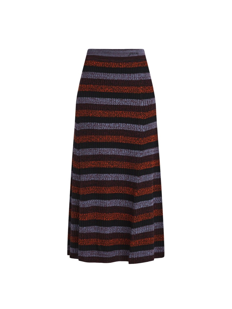 Women GANNI Skirts | Sprayed Merino Rib Maxi Skirt Multicolour