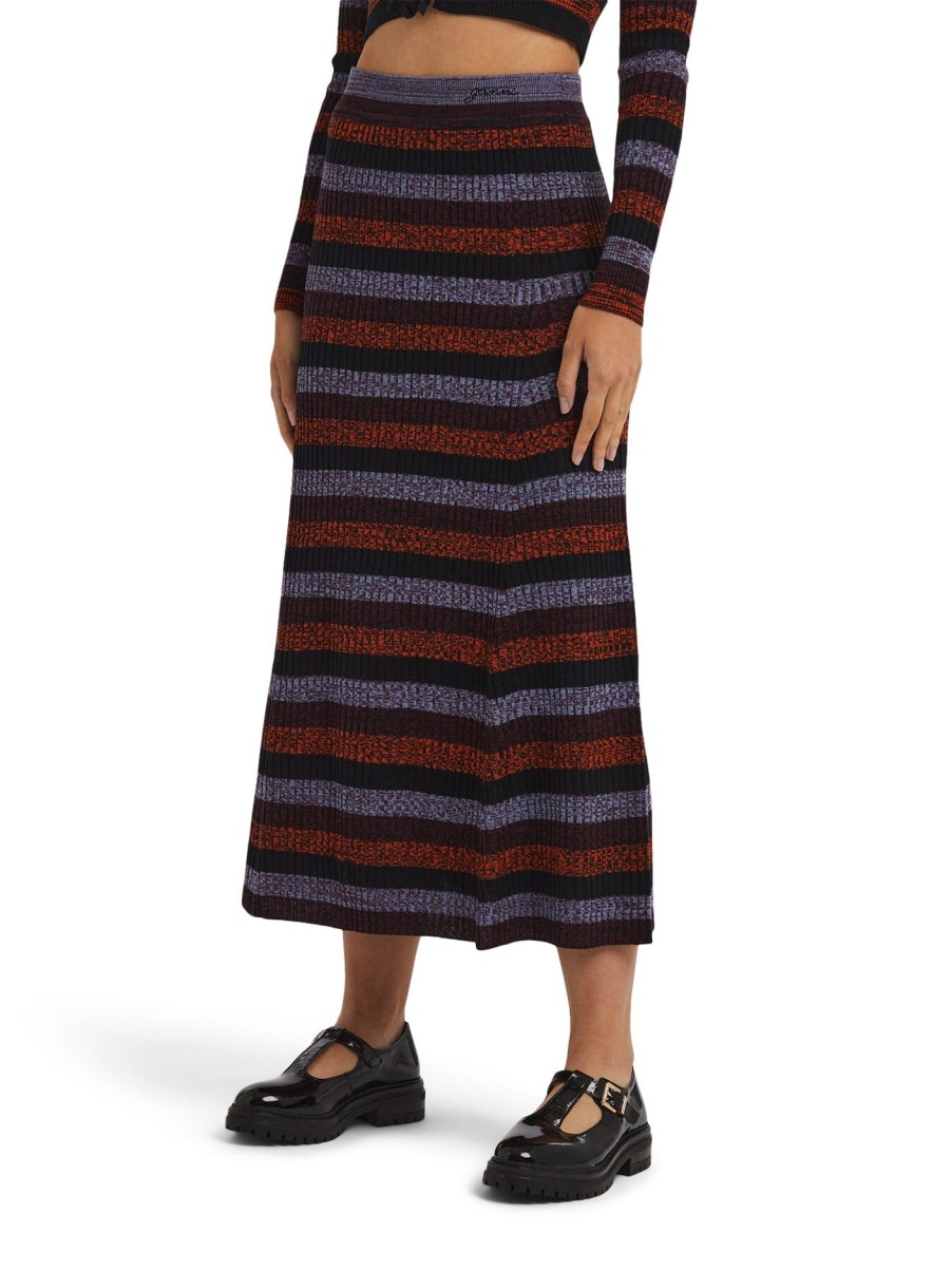 Women GANNI Skirts | Sprayed Merino Rib Maxi Skirt Multicolour