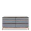 Furniture & Outdoor Heal's Chest Of Drawers | Lars 6 Drawer Dresser Wide Grey/ Walnut