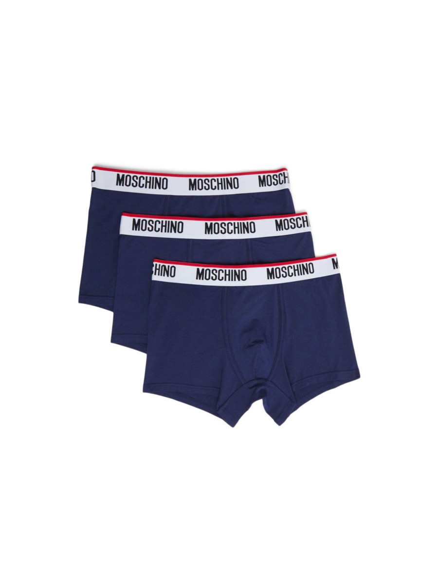 Men Moschino Underwear & Socks | 3 Pack Waistband Trunk Blue