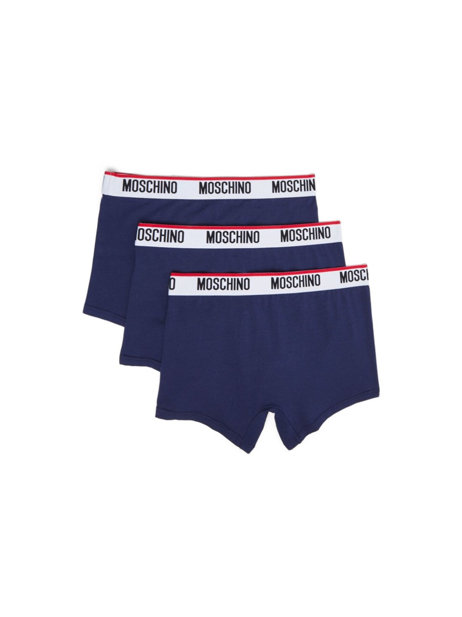 Men Moschino Underwear & Socks | 3 Pack Waistband Trunk Blue