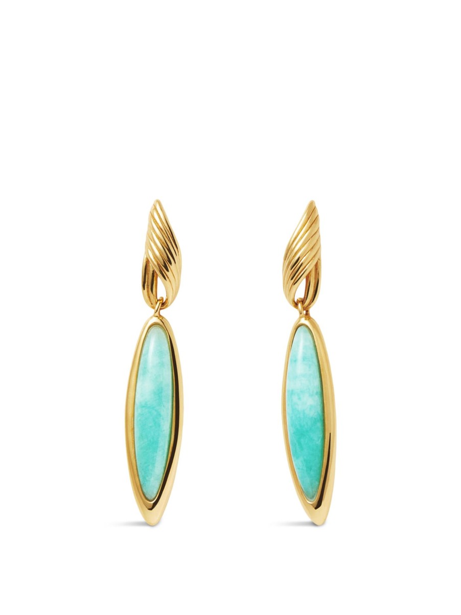 Women Missoma Jewellery | Amazonite Drop Earrings Gold