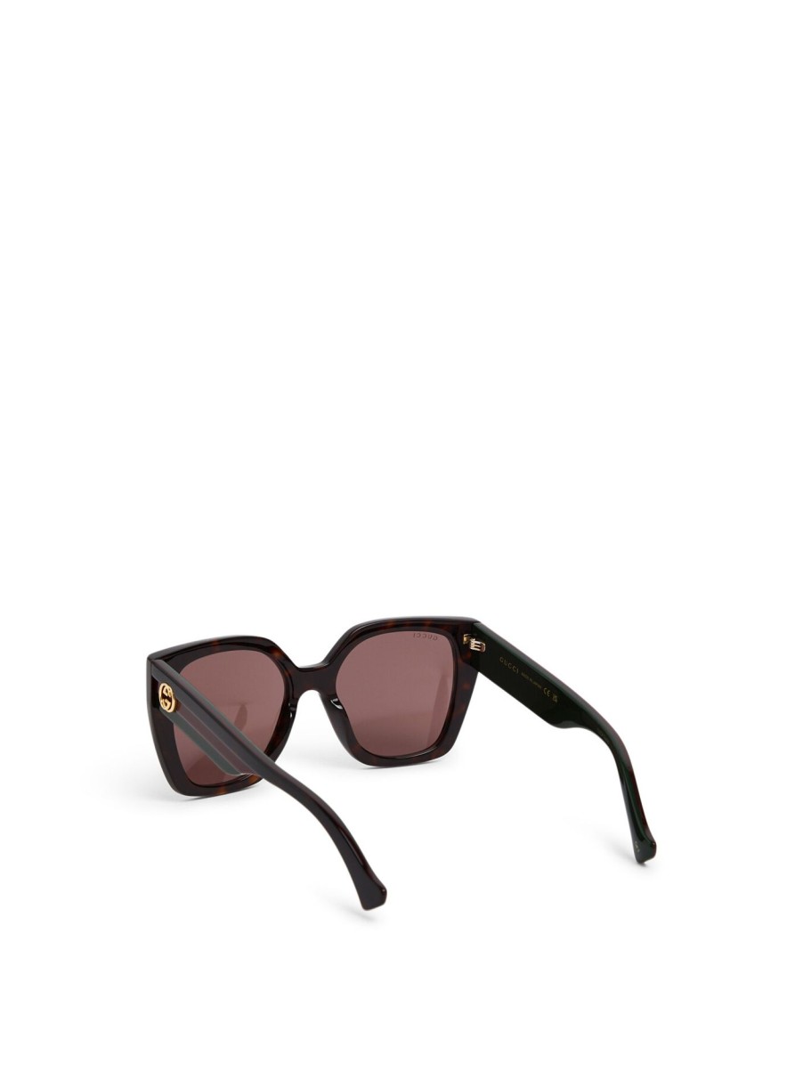 Women GUCCI Eyewear Sunglasses | Gucci Stripe Recycled Acetate Sunglasses Havana-Havana-Brown