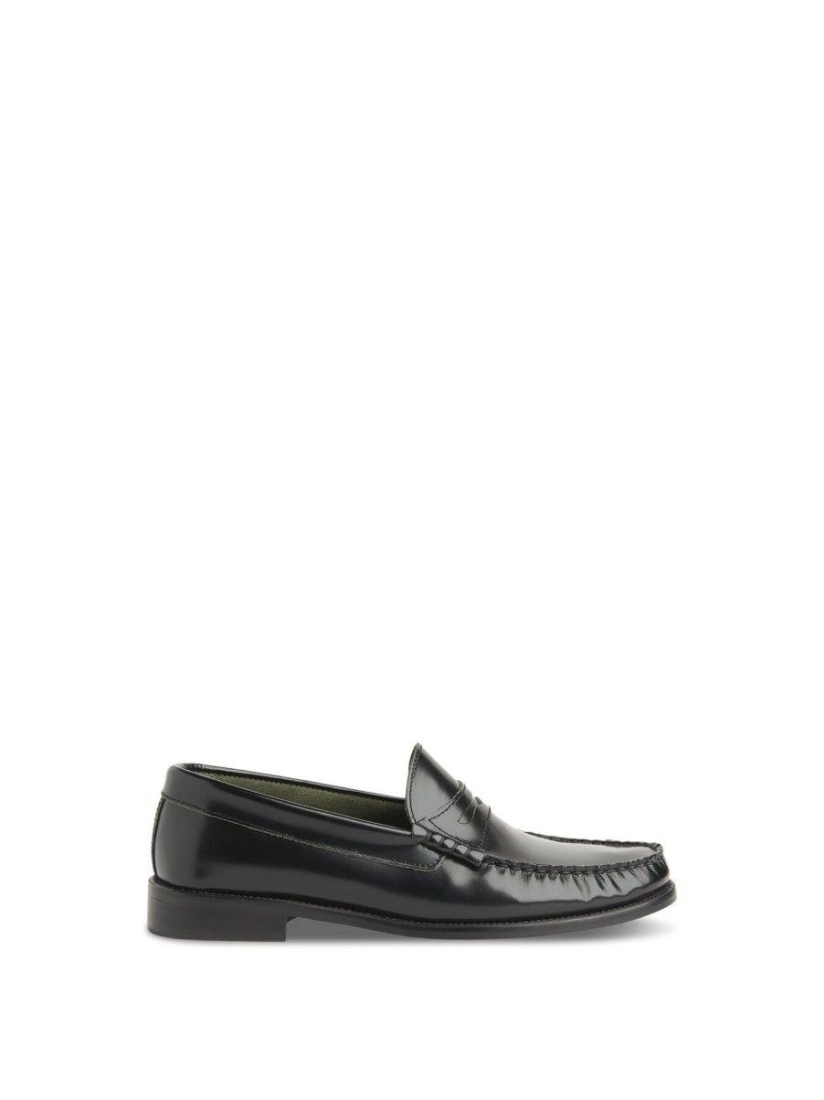 Women Whistles Flats | Manny Slim Loafer Black