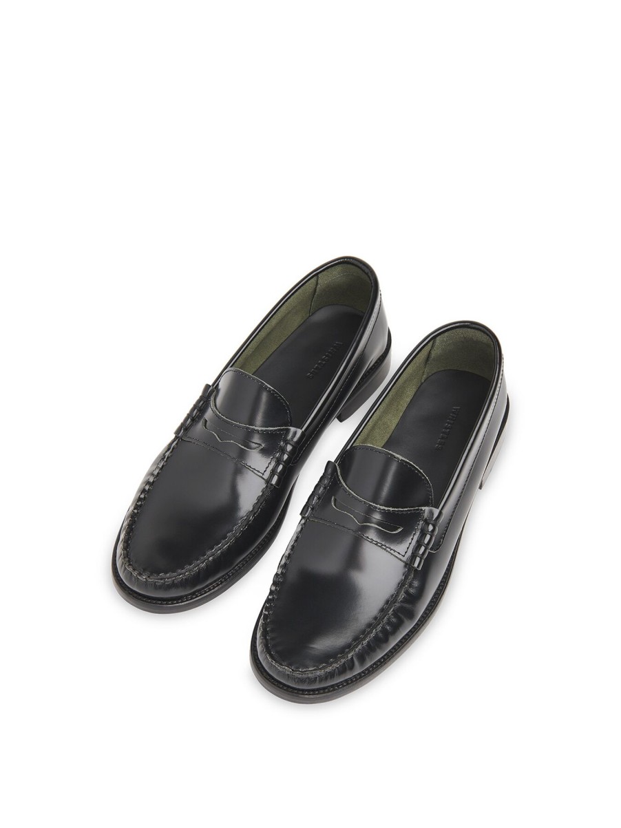 Women Whistles Flats | Manny Slim Loafer Black