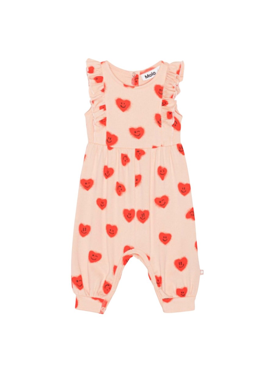 Kids Molo Baby Grows | Fallon All Over Red Hearts Romper Red Hearts Jersey