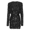 Women ROTATE Birger Christensen Dresses | Sequins V-Neck Mini Dress Black Comb