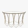 Furniture & Outdoor Libra Interiors Console Tables | Deco Iron Console Table With Scallop Detail Champagne