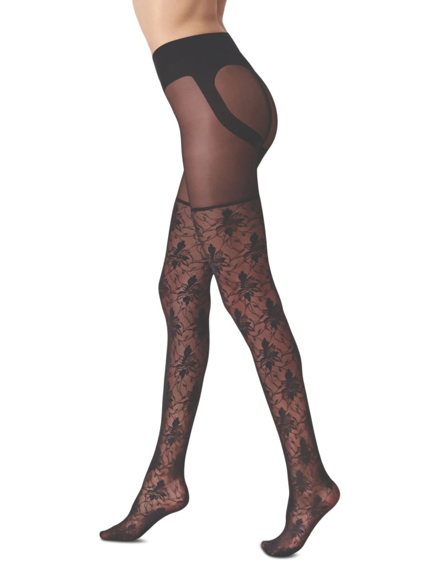 Women Oroblu Socks & Tights | Shock Up Lace Tights Black