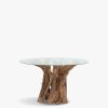 Furniture & Outdoor Barker and Stonehouse Round Dining Tables | Whinfell Round Dining Table Reclaimed Teak With Glass Top