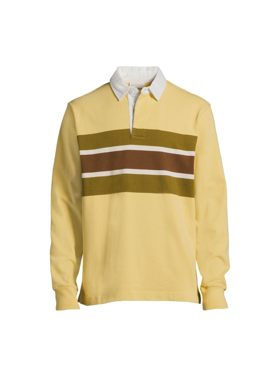 Men GANT Polo & Rugby Shirts | Colorblock Rugby Top Light Mustard Yellow