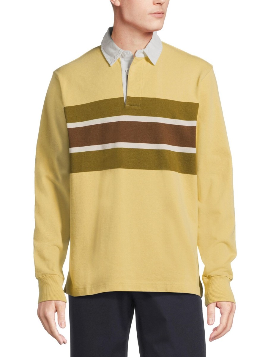 Men GANT Polo & Rugby Shirts | Colorblock Rugby Top Light Mustard Yellow