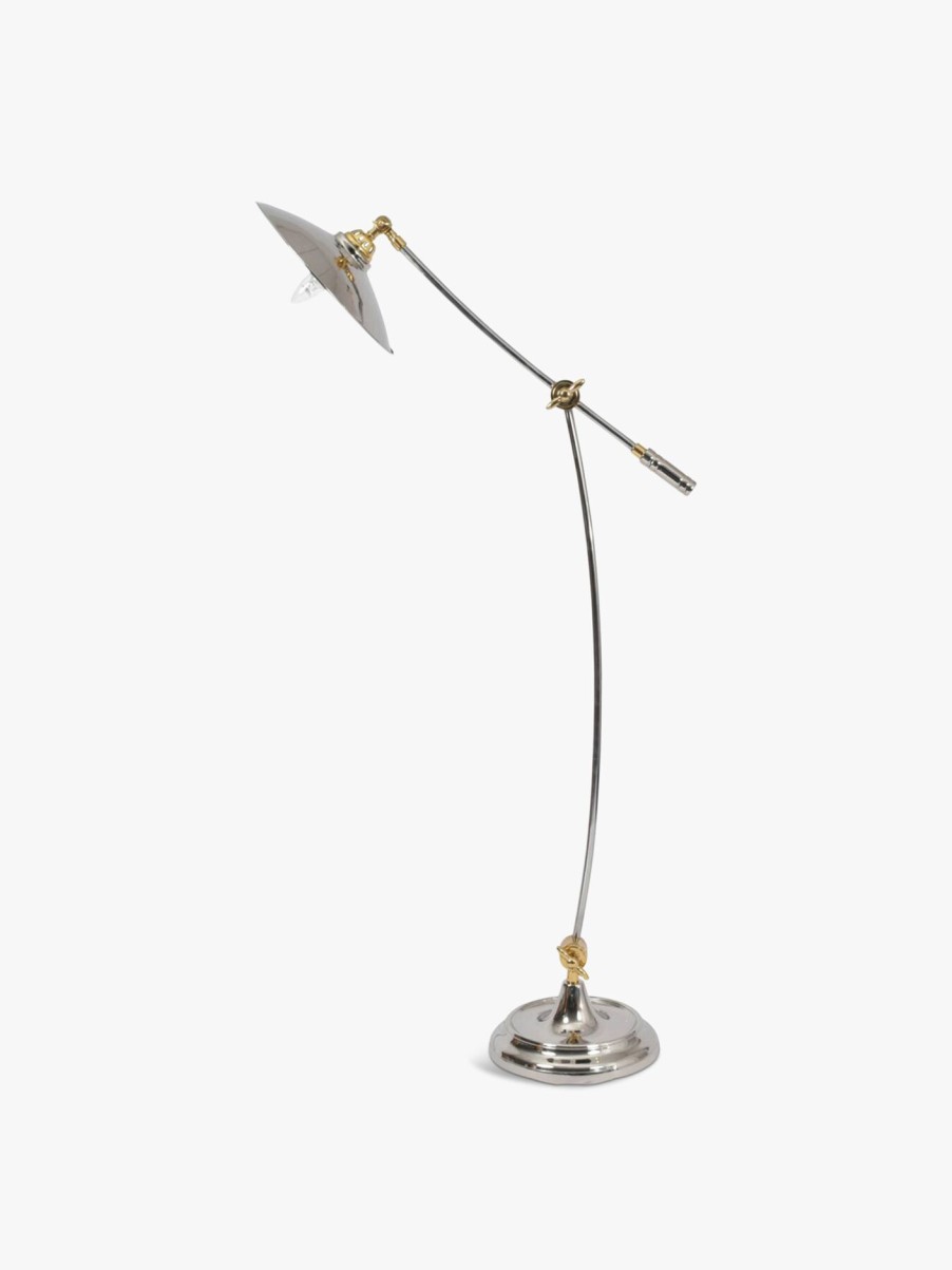 Home & Tech Libra Interiors Floor Lamps | Haku Brass And Steel Adjustable Floor Lamp Silver