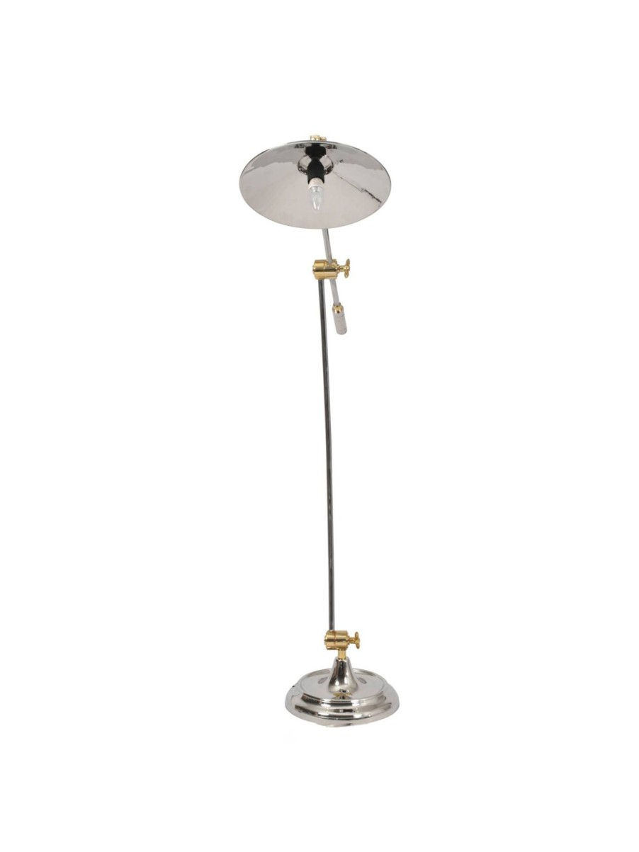 Home & Tech Libra Interiors Floor Lamps | Haku Brass And Steel Adjustable Floor Lamp Silver