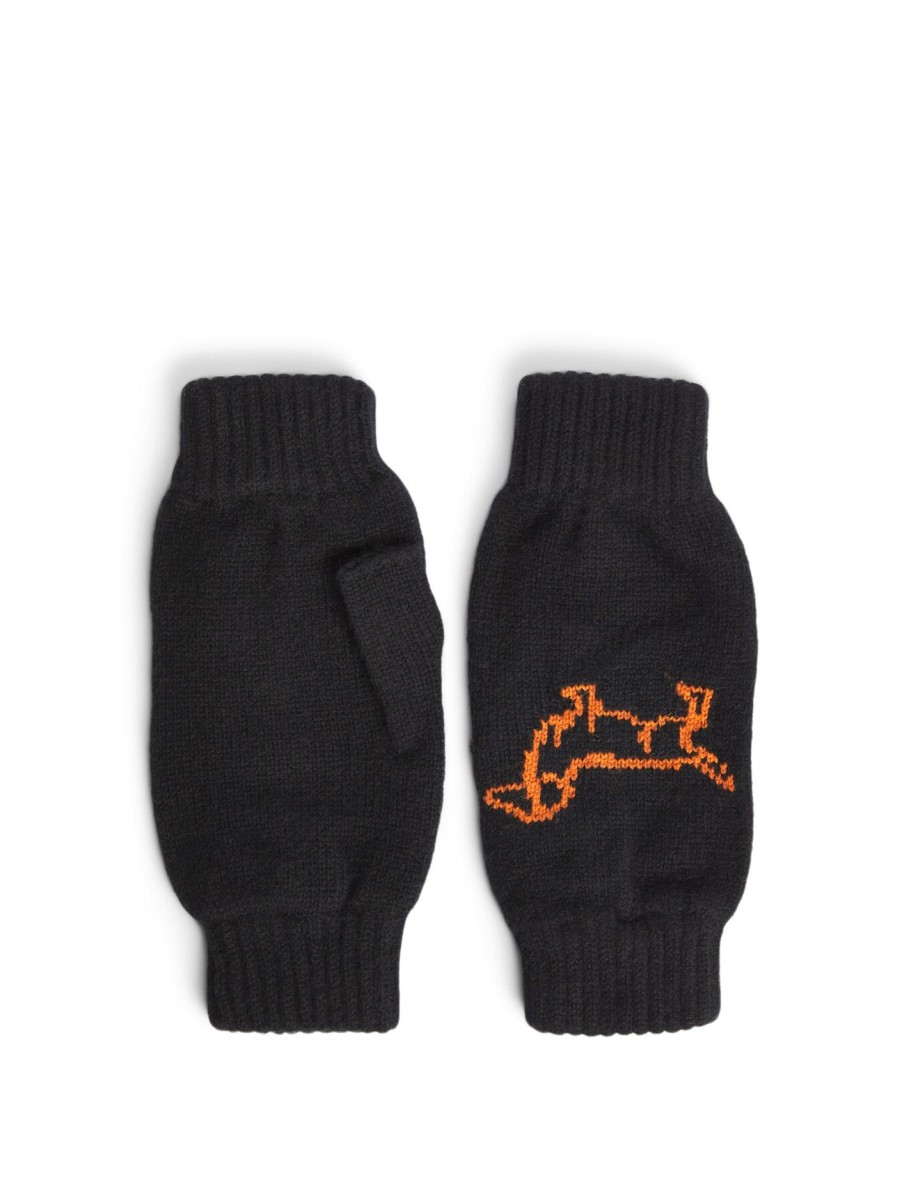 Women Rosie Sugden Gloves | Cashmere Dachshund Wristwarmer Black/Ginger