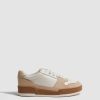 Women REISS Trainers | Frankie Leather Suede Low Cut Trainers Soft Brown