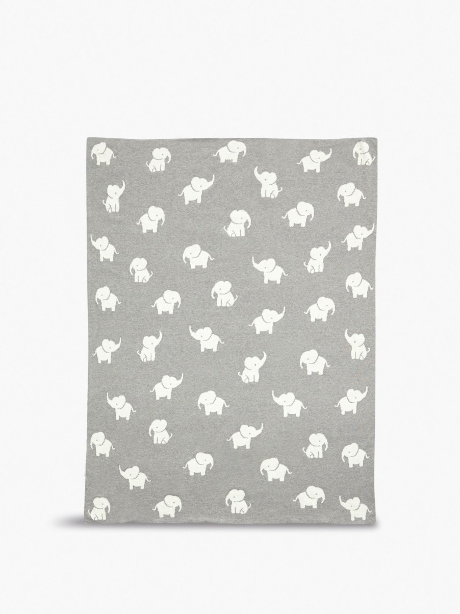 Kids Mamas & Papas Bedding | Welcome To The World Knitted Elephant Blanket Grey