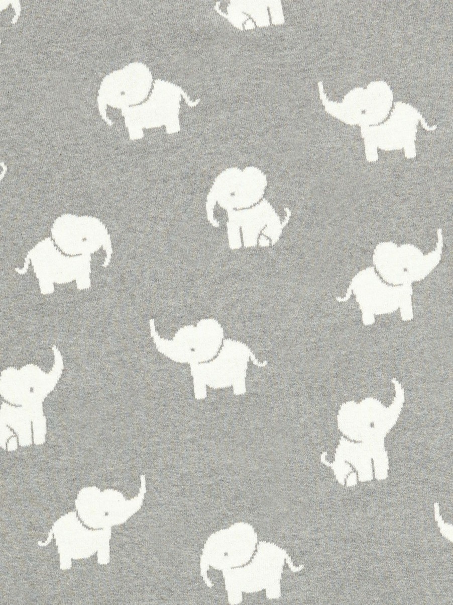 Kids Mamas & Papas Bedding | Welcome To The World Knitted Elephant Blanket Grey