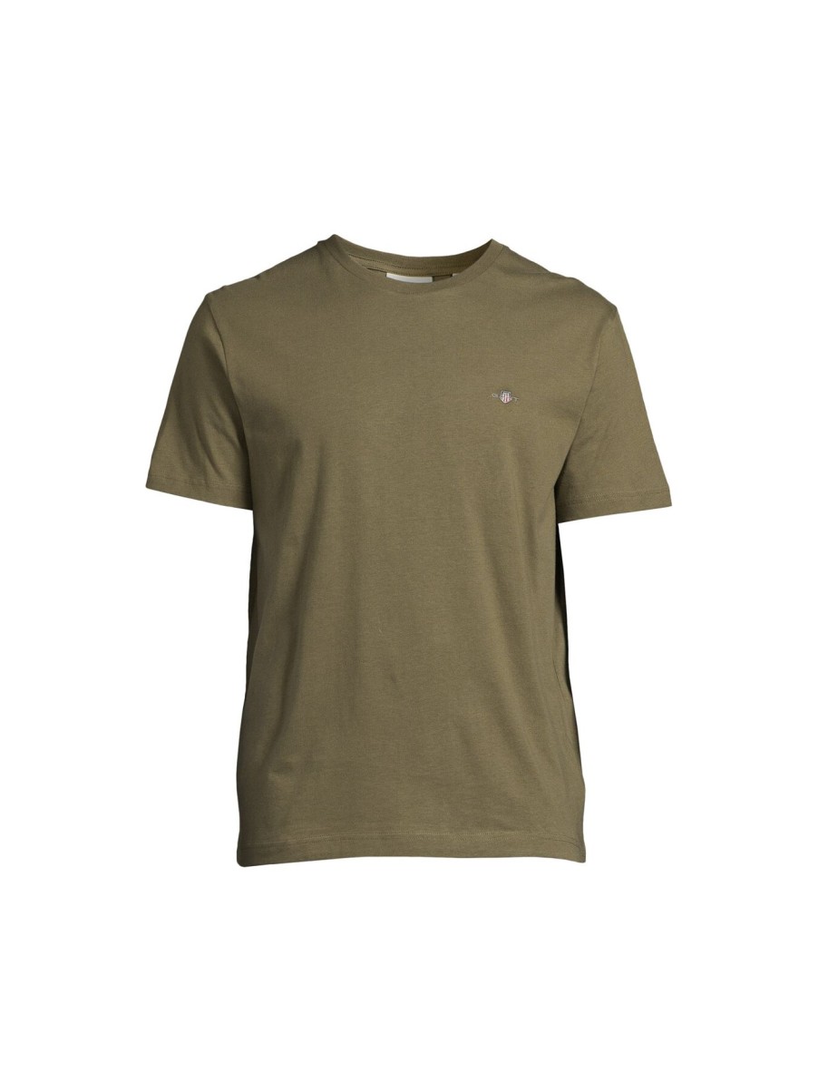 Men GANT T-Shirts | Regular Fit Shield T-Shirt Racing Green