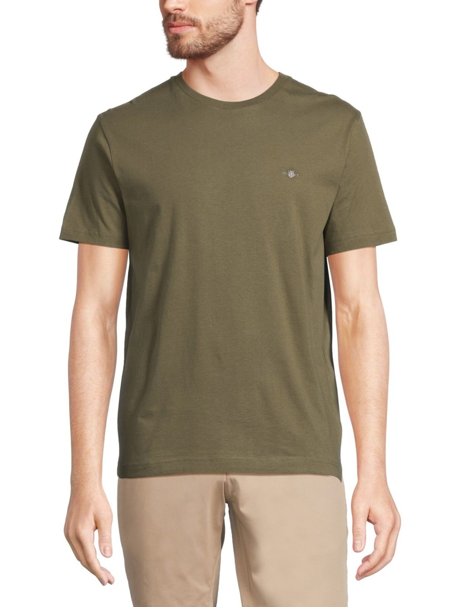 Men GANT T-Shirts | Regular Fit Shield T-Shirt Racing Green