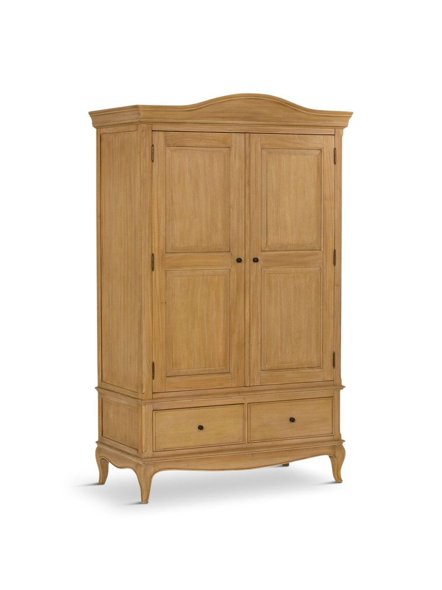 Furniture & Outdoor Barker and Stonehouse Wardrobes | Cecile Light Wooden French Style Double Wardrobe With Drawers