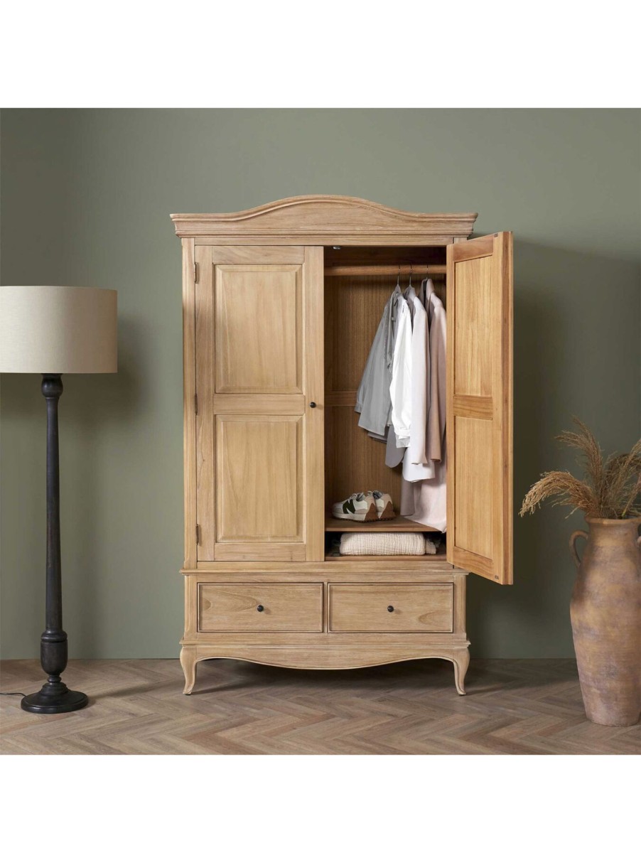 Furniture & Outdoor Barker and Stonehouse Wardrobes | Cecile Light Wooden French Style Double Wardrobe With Drawers