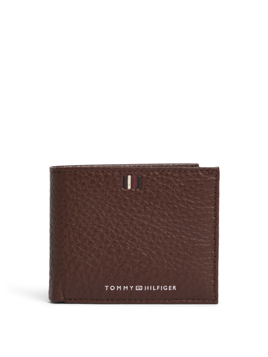 Men Tommy Hilfiger Wallets & Card Holders | Leather Bifold Small Credit Card Wallet Dark Chestnut