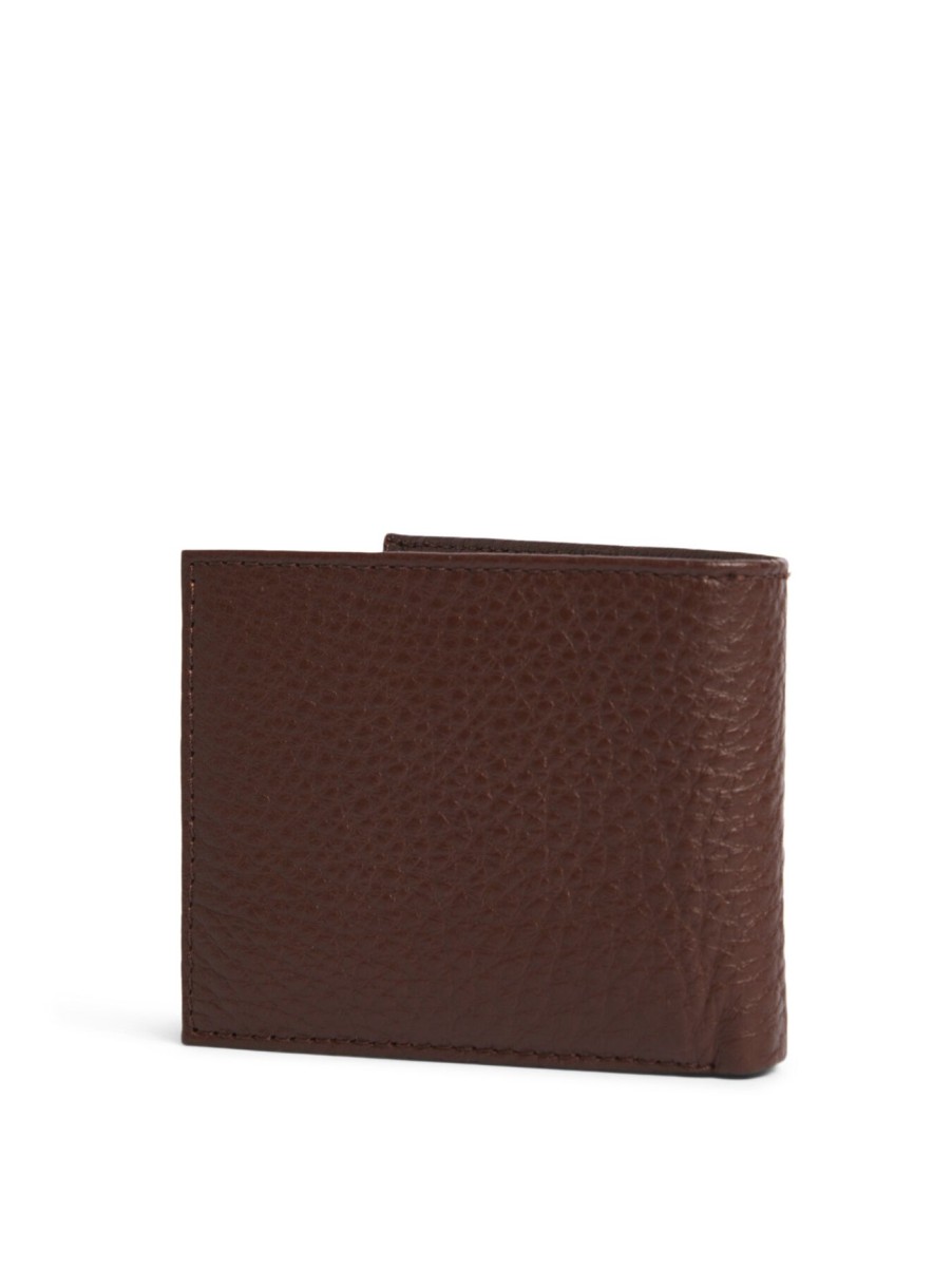 Men Tommy Hilfiger Wallets & Card Holders | Leather Bifold Small Credit Card Wallet Dark Chestnut