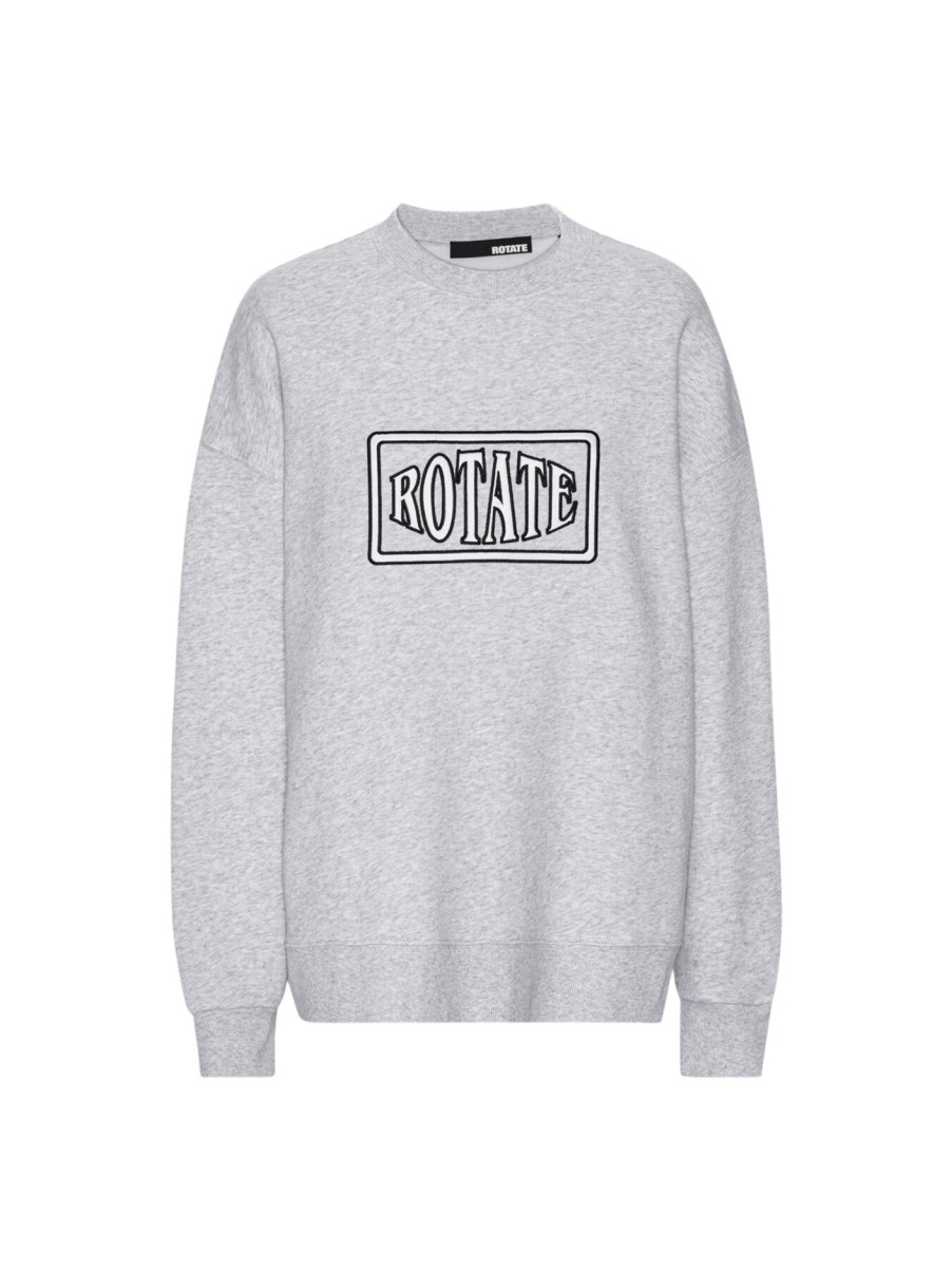 Women Rotate Sunday Activewear | Sweat Crewneck With Logo Light Grey Melange