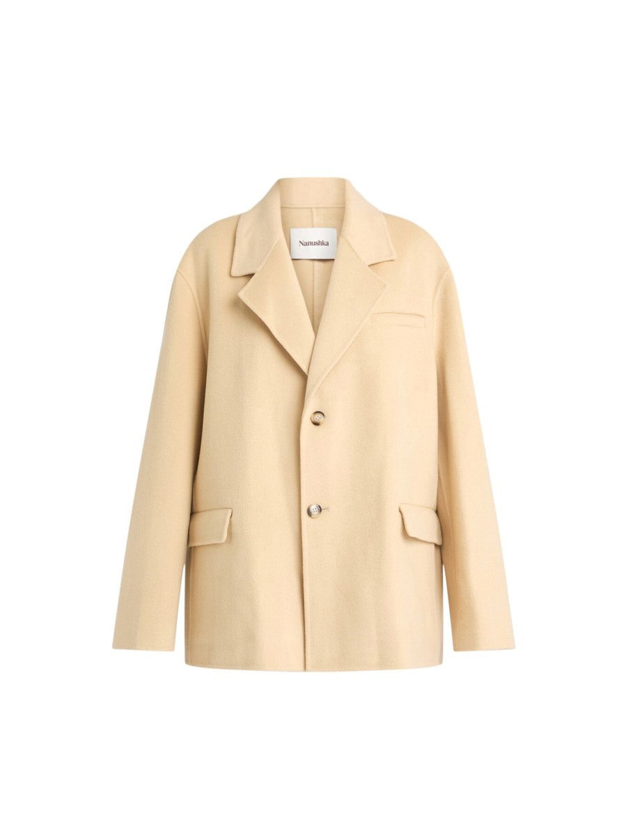 Women Nanushka Coats & Jackets | Sea Double Wool Short Jacket Creme