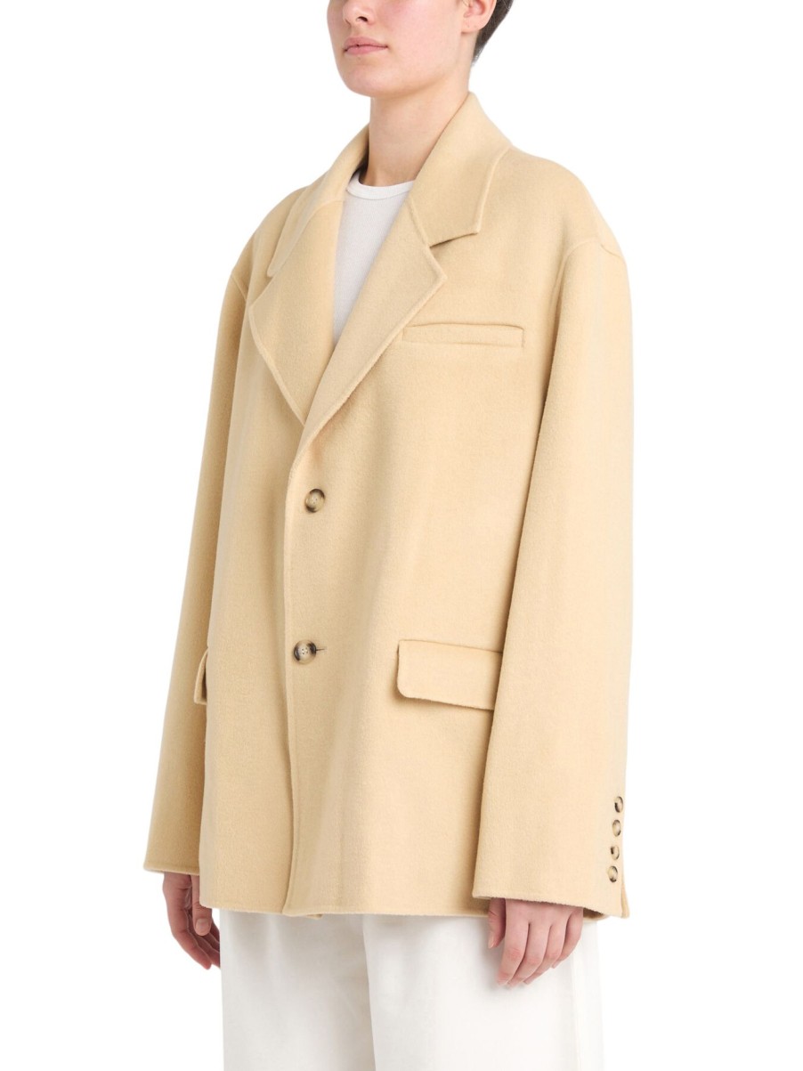 Women Nanushka Coats & Jackets | Sea Double Wool Short Jacket Creme