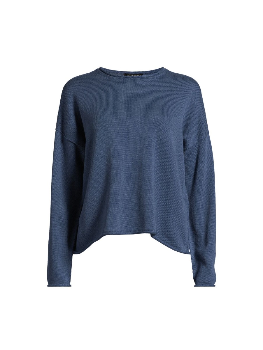 Women Eileen Fisher Activewear | Crew Neck Boxy Pullover Twilight