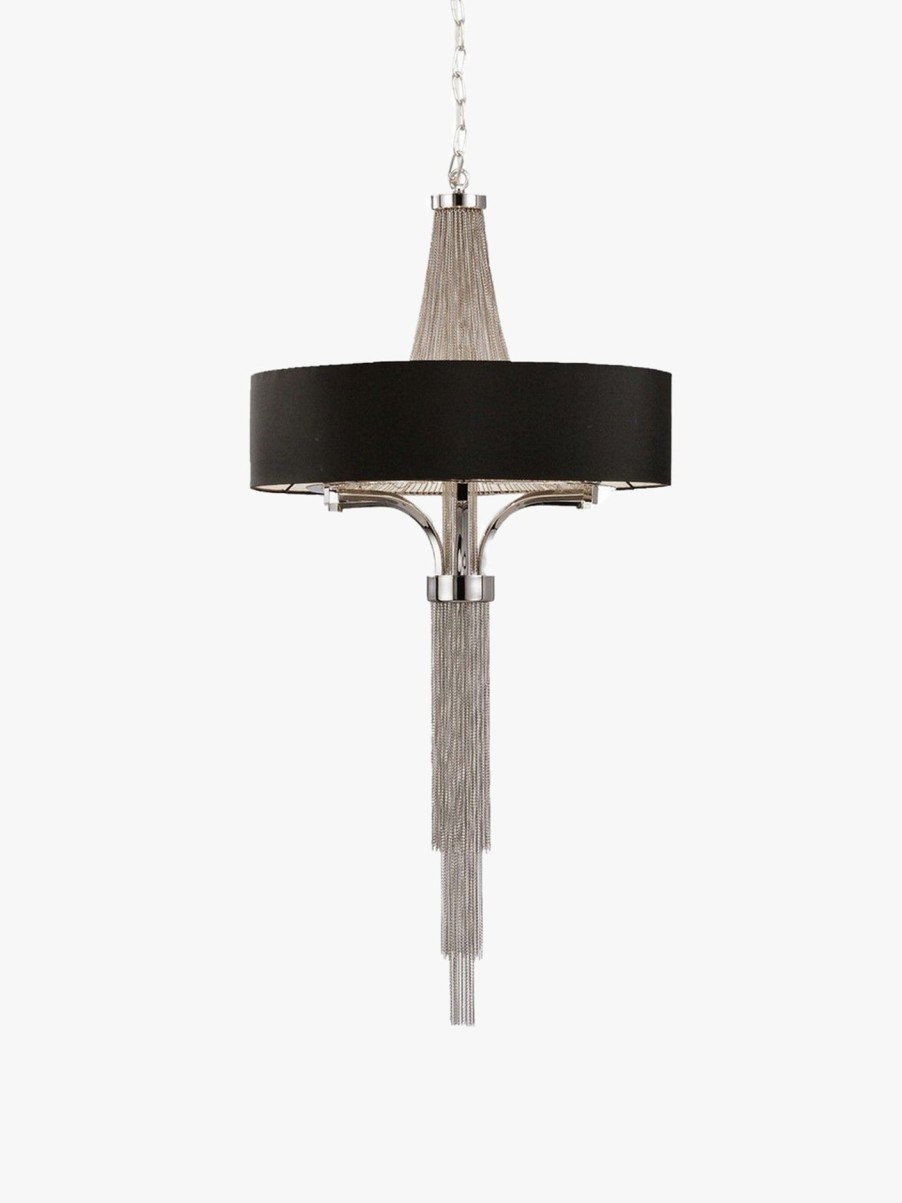 Home & Tech Libra Interiors Light Shades | Langan Chandelier Small With Black Shade Silver/Black