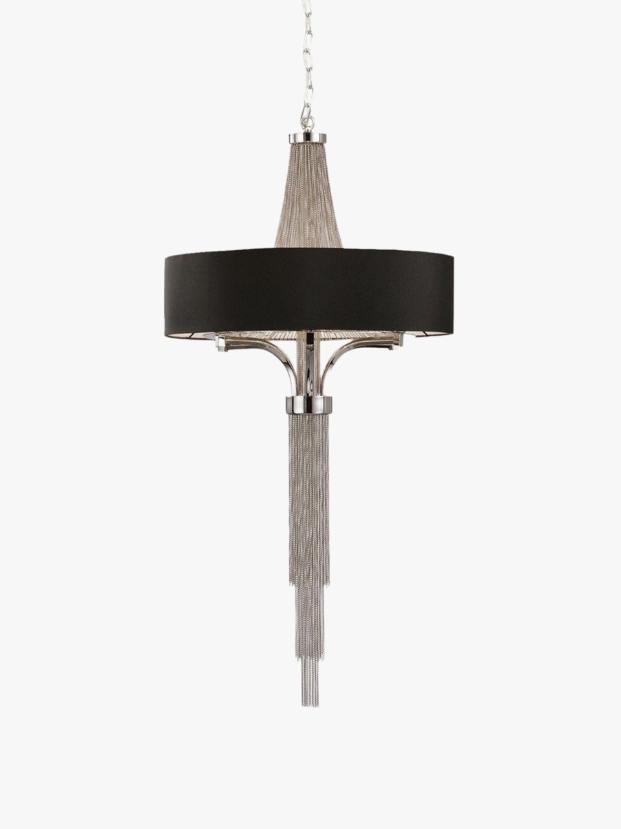 Home & Tech Libra Interiors Light Shades | Langan Chandelier Small With Black Shade Silver/Black