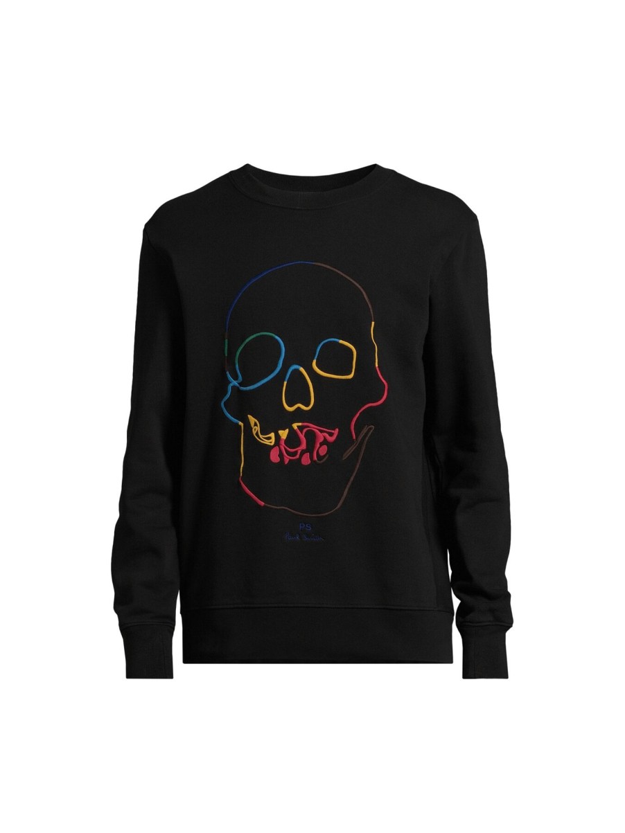 Men PS Paul Smith Sweatshirts & Knitwear | Linear Skull Sweatshirt Black