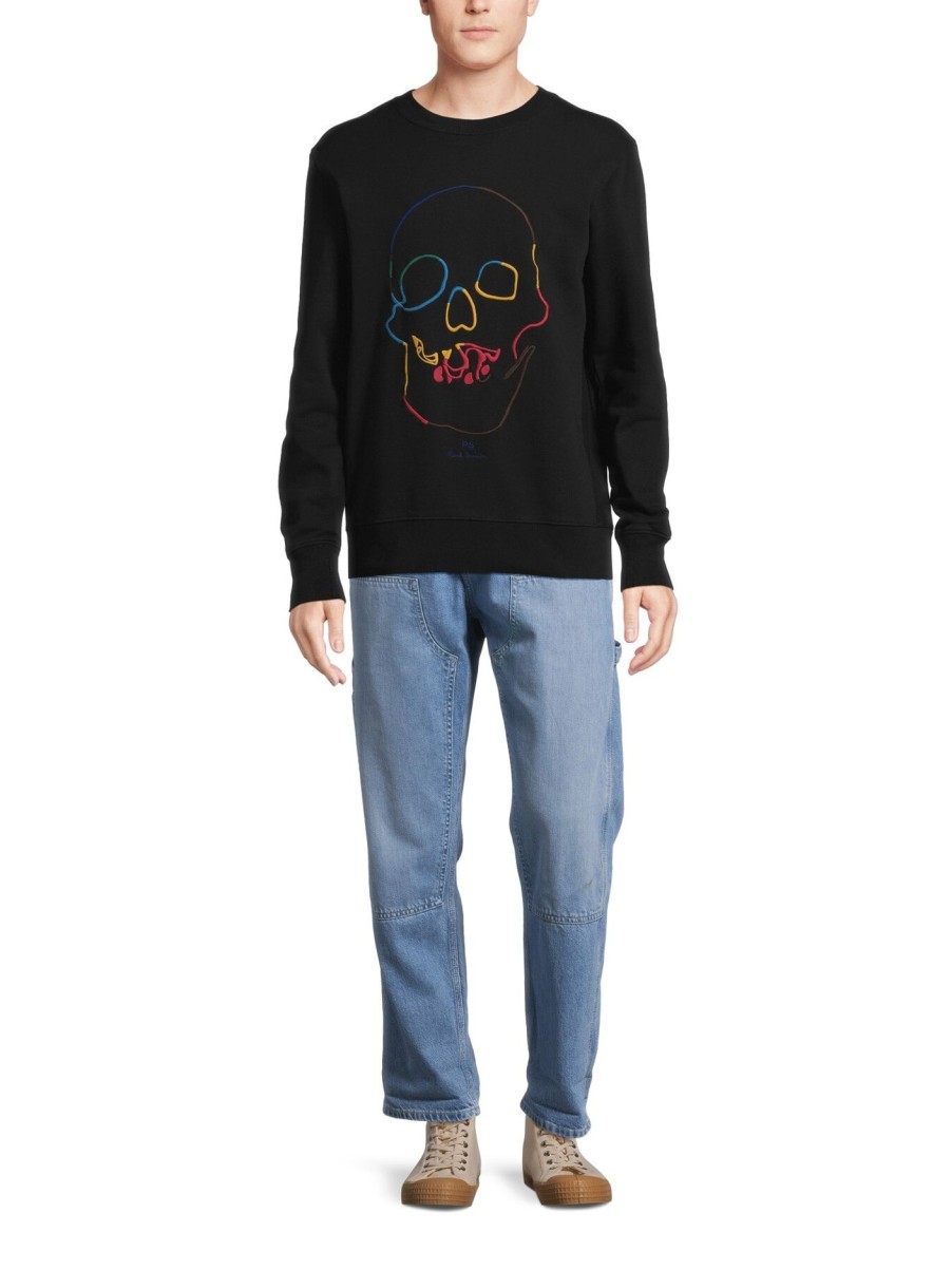 Men PS Paul Smith Sweatshirts & Knitwear | Linear Skull Sweatshirt Black