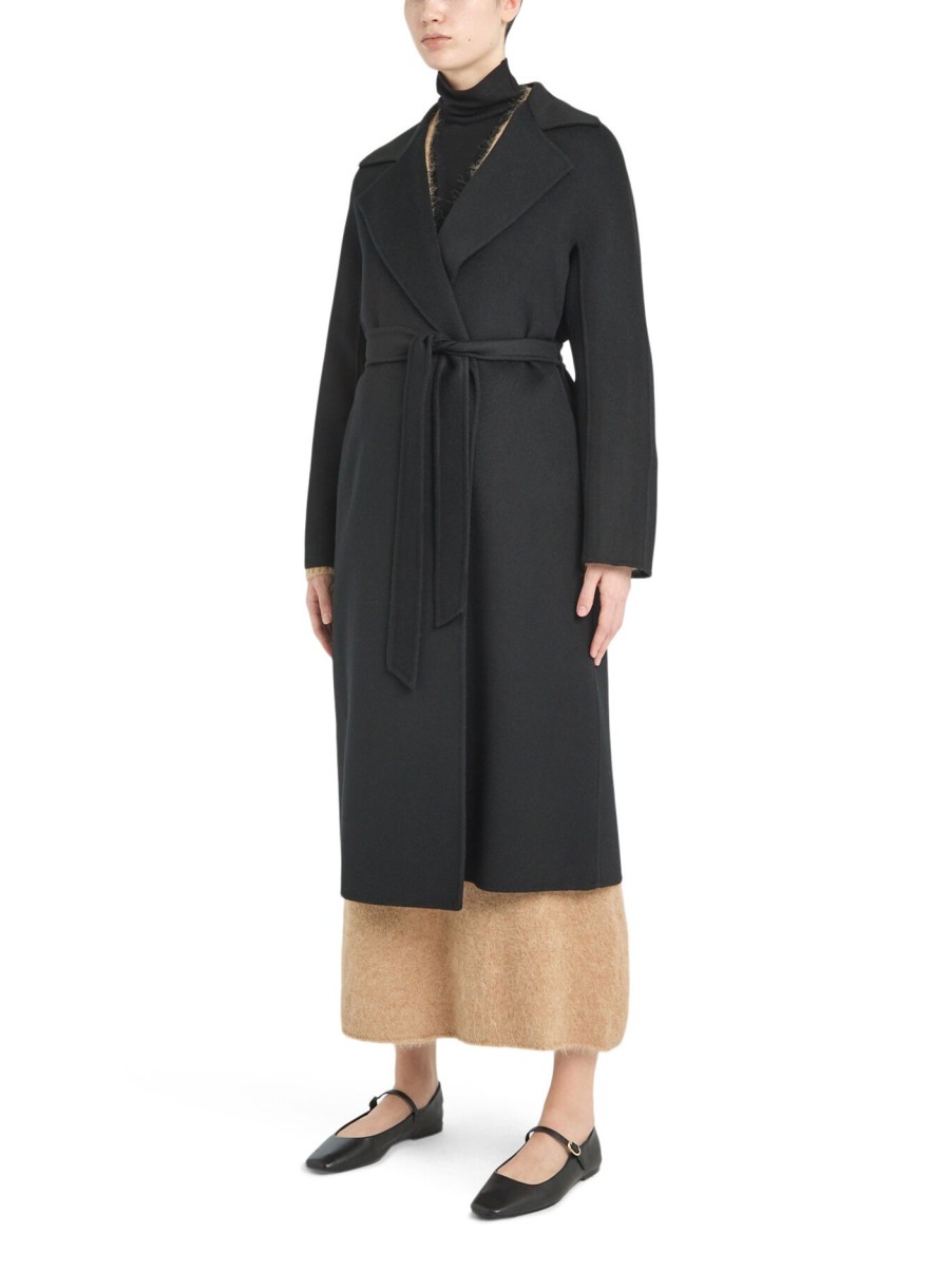 Women Max Mara Studio Coats & Jackets | Cles Wrap Coat Black